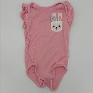 Little Sleepies Play Pink Bunny Pocket Ruffle-Sleeve Bodysuit